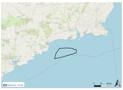 Target Installed Renewable Capacity of 900 MW of fixed bottom offshore wind generation capacity off the Southeast coast of Ireland, in the Tonn Nua area of the South Coast Designated Maritime Area.